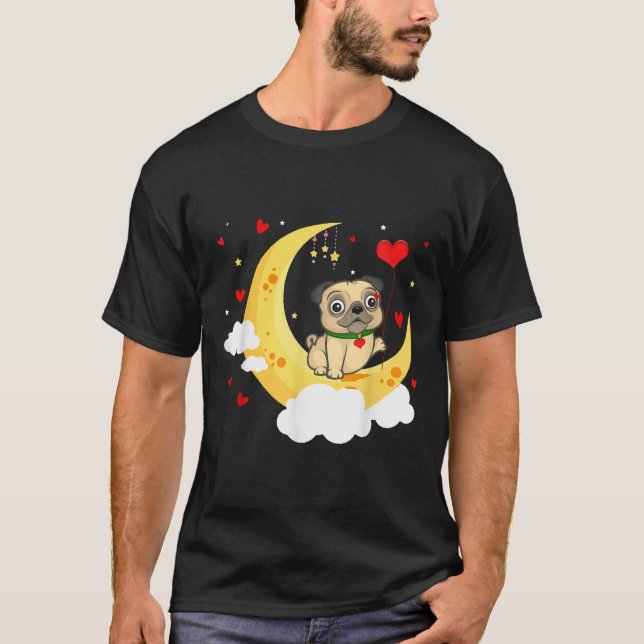 Camiseta Pug Bonito O Cachorro do Namorados da Lua (Frente)