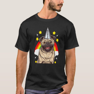 Camiseta Pug Cachorro Coroa de Bobo Arco-íris Pug Humor de