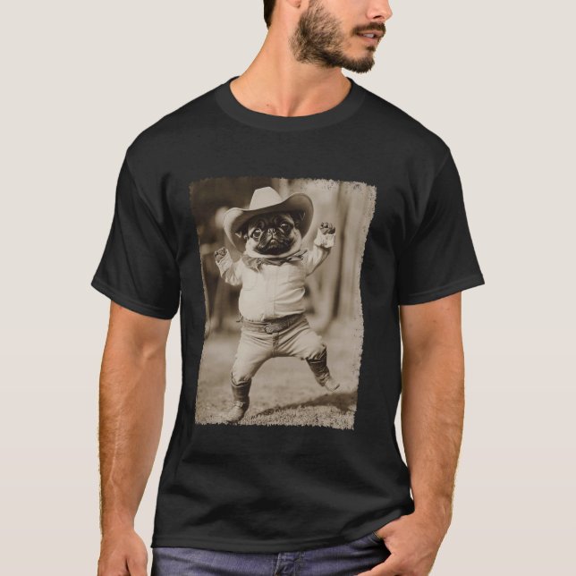 Camiseta Pug Cachorro Fofo Caubói Tolo (Frente)