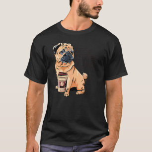 Camiseta Pug Café, Amante de Cachorro Engraçado, Cachorro e