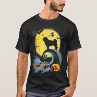 Camiseta Pug Cão E Lua Halloween Engraçado