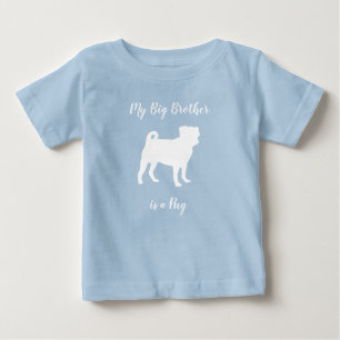 Camiseta Pug Chá de fraldas Cachorro Blue Puppy Boy