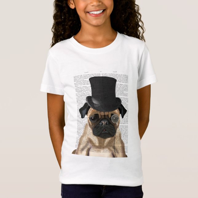 Camiseta Pug, Chapéu Formal e Chapéu (Frente)