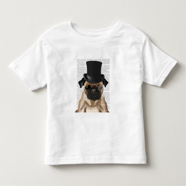 Camiseta Pug, Chapéu Formal e Chapéu (Frente)