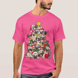 Camiseta Pug Christmas Feliz Pugmas Xmas Tree Papais noeis 