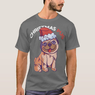 Camiseta Pug Christmas Tree Lights PAPAIS NOEIS Xmas Engraç