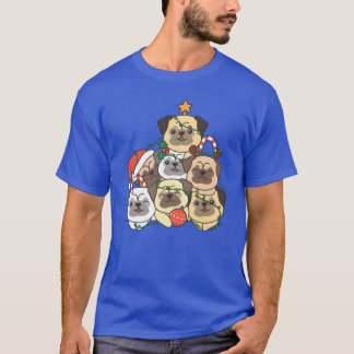 Camiseta Pug Christmasree Engraçado presente de Natal Anima