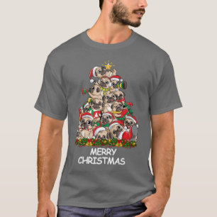 Camiseta Pug Christmasree presente de Natal feliz