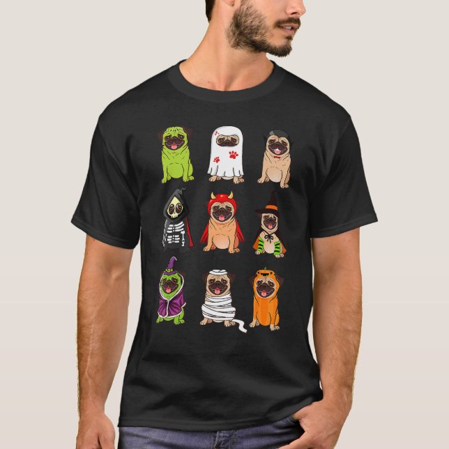 Camiseta Pug Collection Happy Pug-o-entre Halloween Spooky  (Frente)