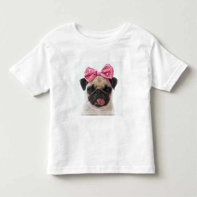 Camiseta Pug com Arco rosa (Frente)
