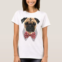 Pug com Arco vermelho e branco