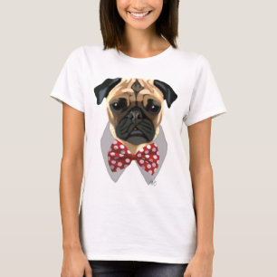 Camiseta Pug com Arco vermelho e branco