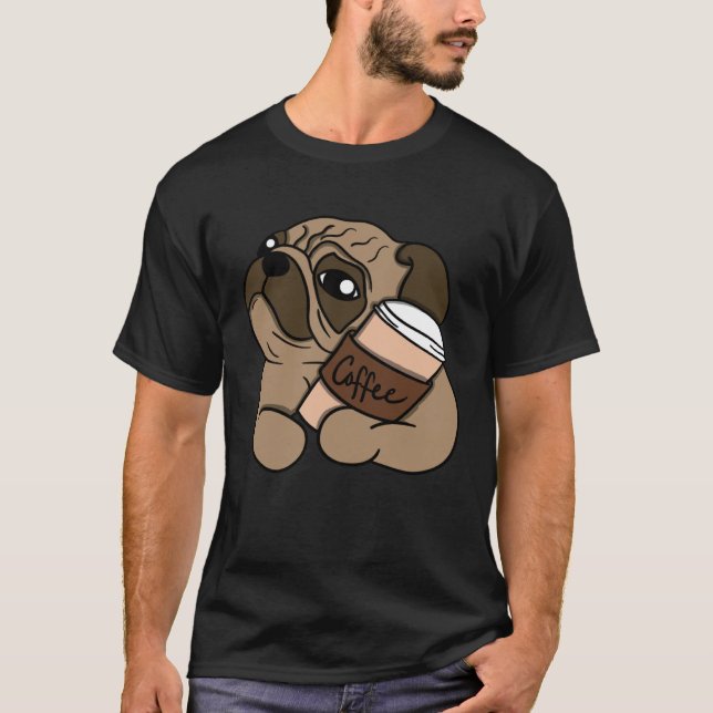 Camiseta Pug com Café Dogs Coffee   Dog Pug (Frente)