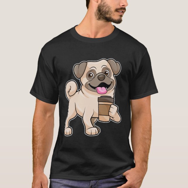 Camiseta Pug com café para ir (Frente)