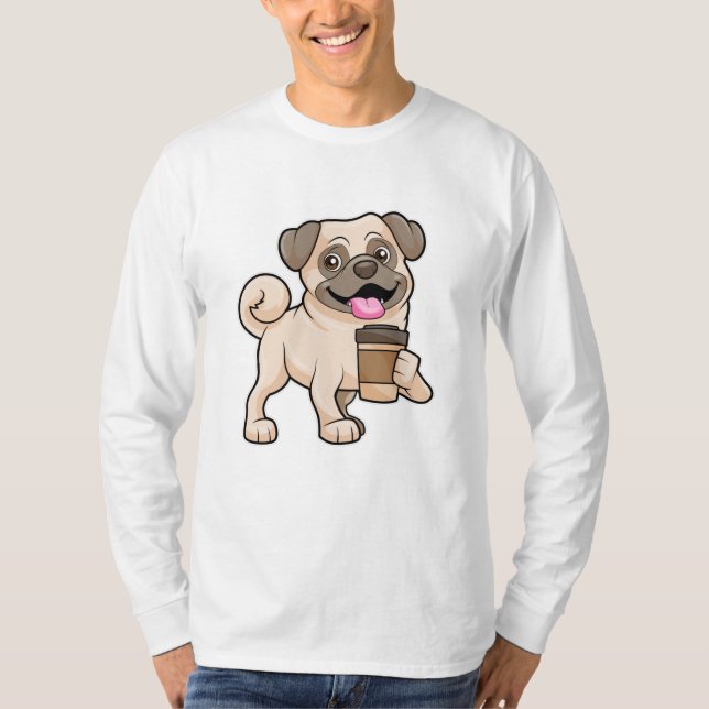 Camiseta Pug com café para ir (Frente)