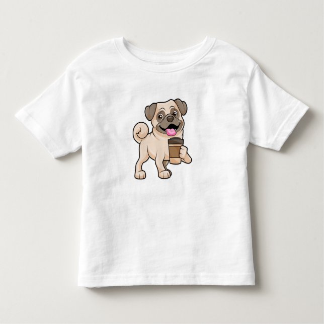 Camiseta Pug com café para ir (Frente)