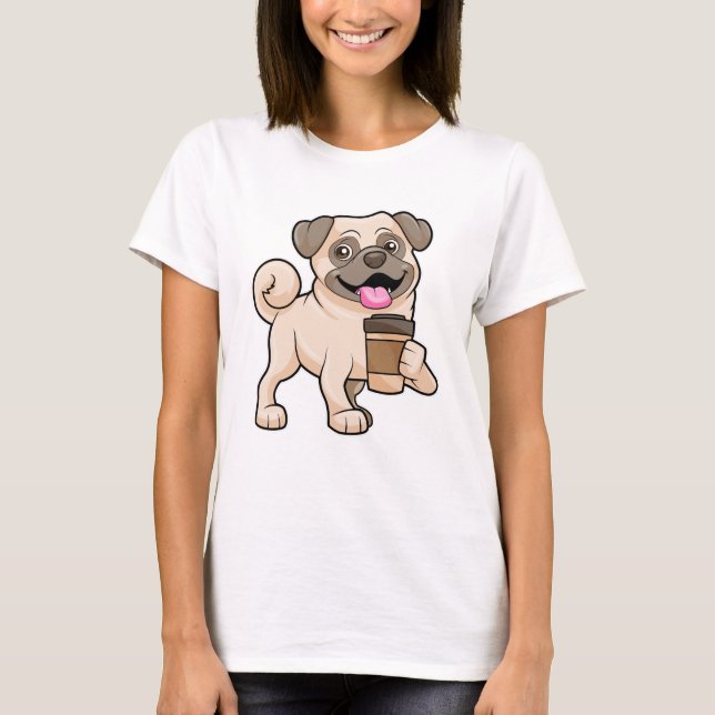Camiseta Pug com café para ir (Frente)