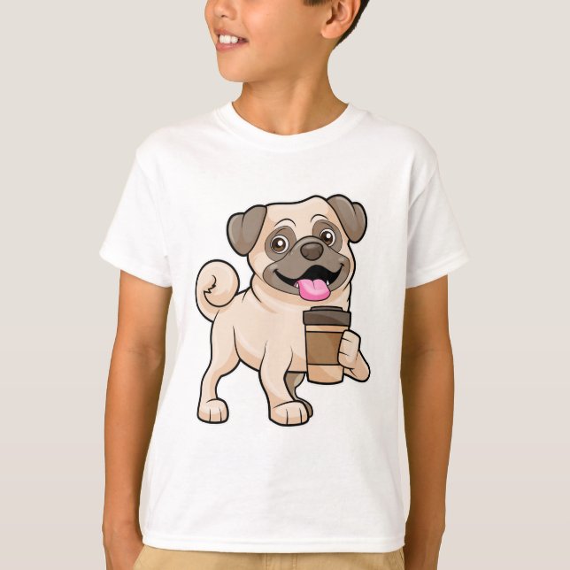 Camiseta Pug com café para ir (Frente)