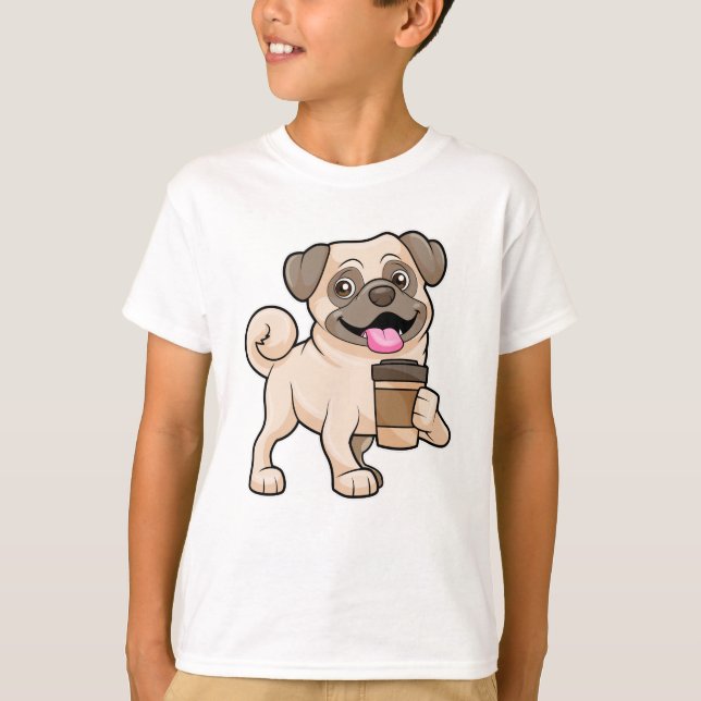 Camiseta Pug com café para ir (Frente)