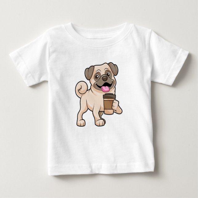 Camiseta Pug com café para ir (Frente)