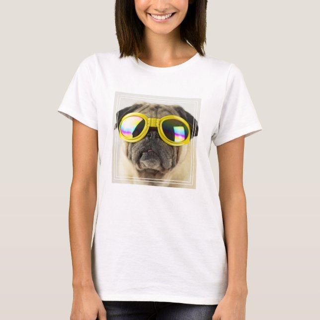 Camiseta Pug com óculos (Frente)