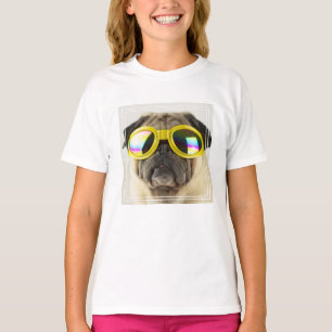 Camiseta Pug com óculos