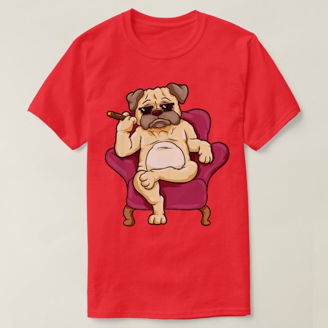 Camiseta Pug com óculos de sol e charuto (Frente do Design)