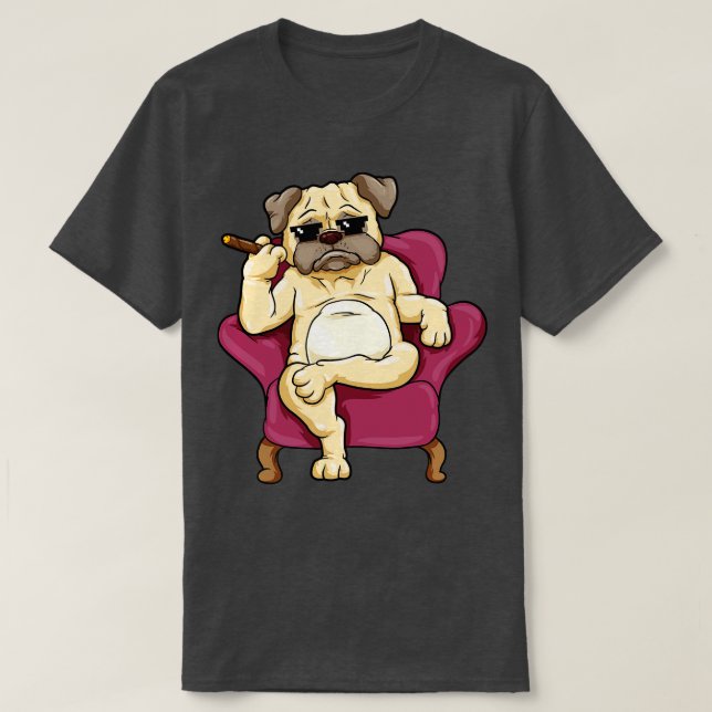 Camiseta Pug com óculos de sol e charuto (Frente do Design)