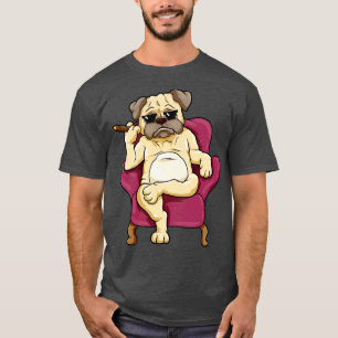 Camiseta Pug com óculos de sol e charuto