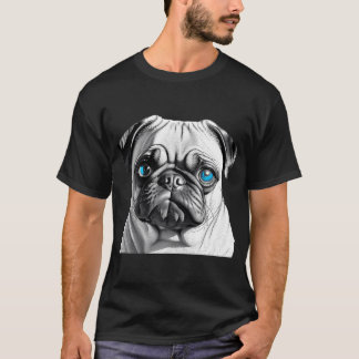 Camiseta Pug Com Olhos Azuis