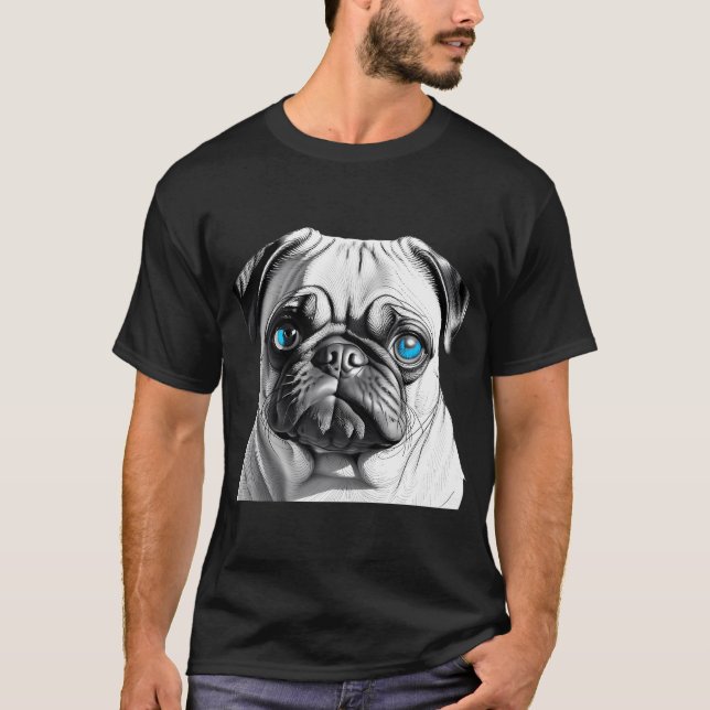 Camiseta Pug Com Olhos Azuis (Frente)