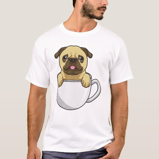 Camiseta Pug com Xícara de Café (Frente)