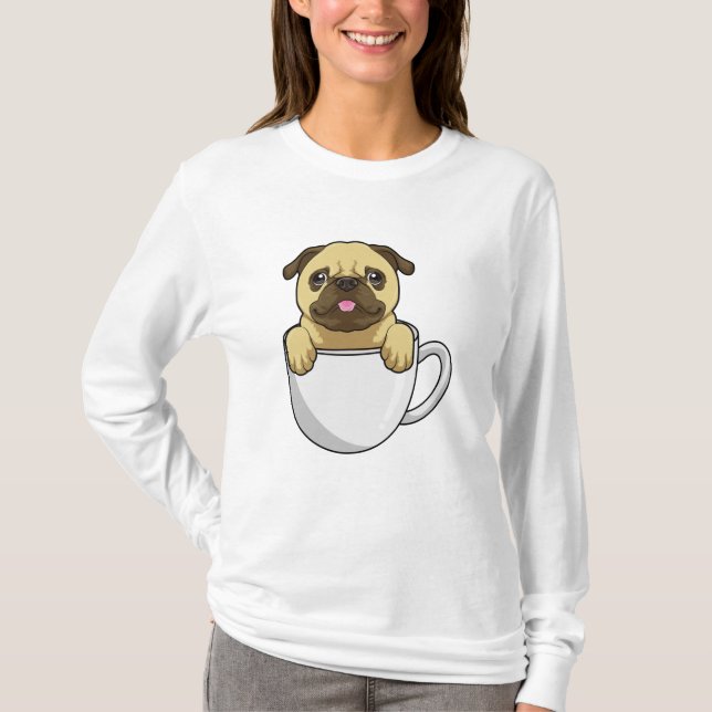 Camiseta Pug com Xícara de Café (Frente)
