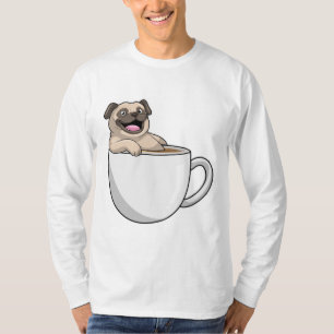 Camiseta Pug com Xícara de Café