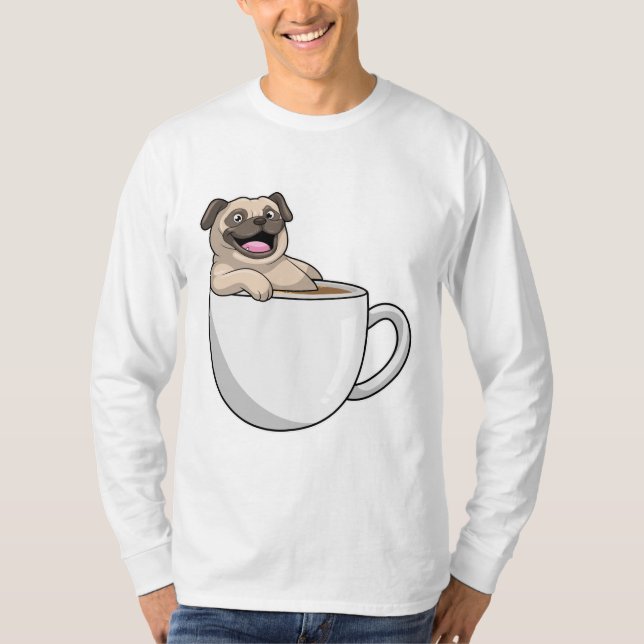 Camiseta Pug com Xícara de Café (Frente)