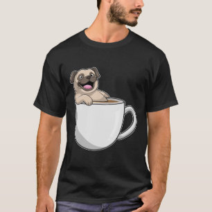 Camiseta Pug com Xícara de Café