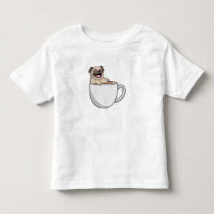 Camiseta Pug com Xícara de Café