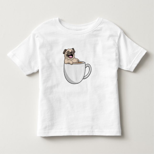 Camiseta Pug com Xícara de Café (Frente)