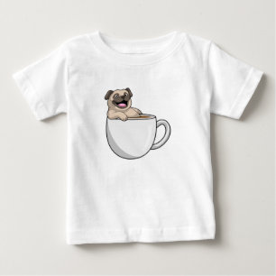 Camiseta Pug com Xícara de Café