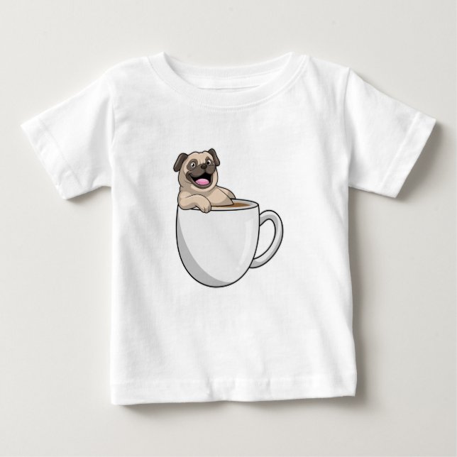 Camiseta Pug com Xícara de Café (Frente)