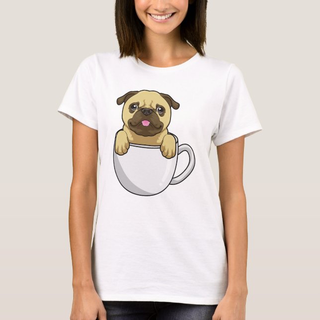 Camiseta Pug com Xícara de Café (Frente)