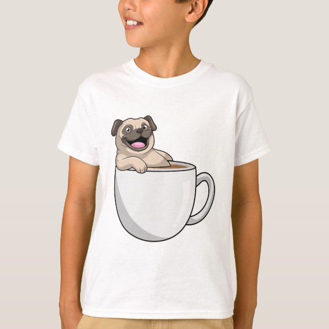 Camiseta Pug com Xícara de Café (Frente)