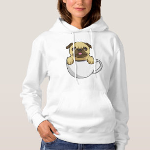 Camiseta Pug com Xícara de Café