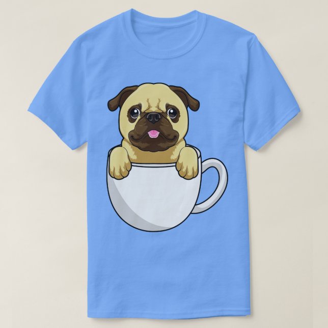 Camiseta Pug com Xícara de Café 1 (Frente do Design)