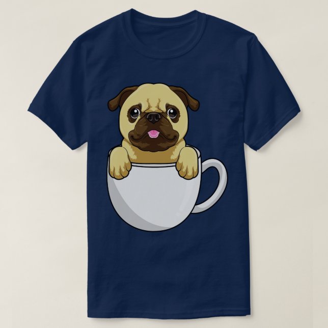 Camiseta Pug com Xícara de Café 2 (Frente do Design)