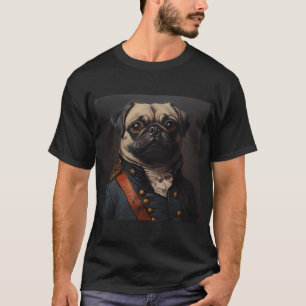 Camiseta Pug da Guerra Civil - Adorável Pug Comandante Mili