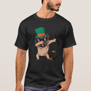 Camiseta Pug Dabbing Dog Dia de São Patrício Engraçada Pug