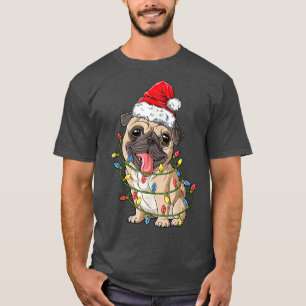 Camiseta Pug das Luzes de Natal - Design de Natal de Pug Bo