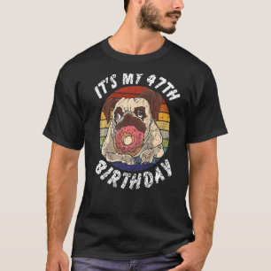 Camiseta Pug de 47 Anos e Donut Vintage Distressed 47º