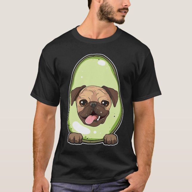 Camiseta Pug de Abacate Fofo e (Frente)